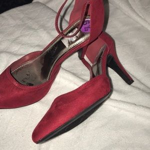 Red suede heels